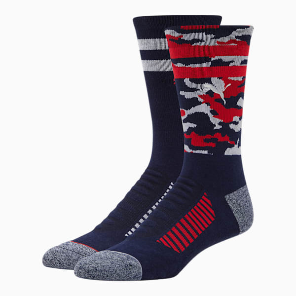 Terry Crew Socks [2 Pack], NAVY / RED / WHITE, extralarge
